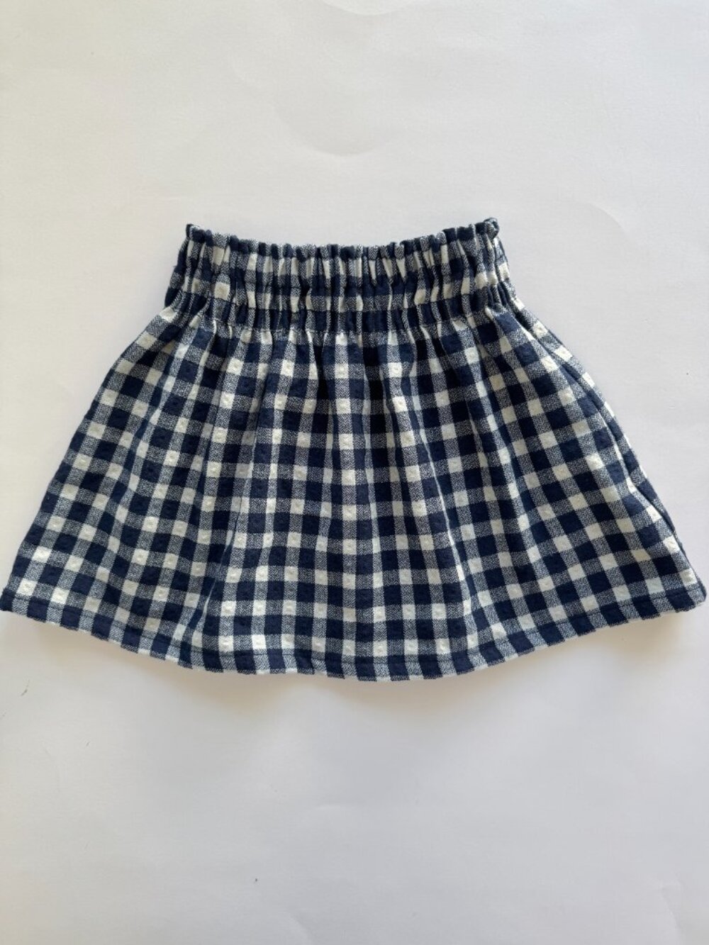 Zara Baby Girls Navy Gingham Paperbag Skirt 18-24M